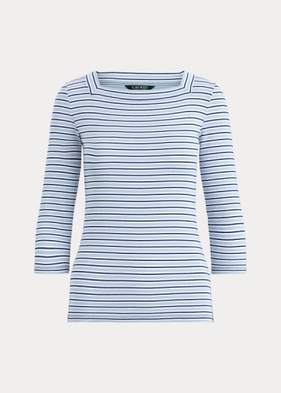 Tops Ralph Lauren Mujer Azules / Blancos / Azul Rey Azules Rayas - Striped Cotton-Blend - SOXGY8096